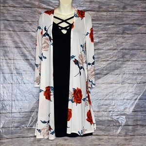 Iris Long Sleeve Floral Print Mesh Kimono